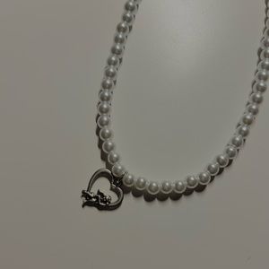 Cupid Heart Charm Pearl Necklace
